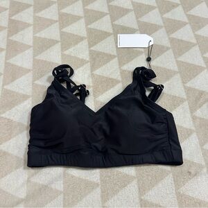 Universal standard black vneck bikini swim top